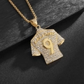 Collana hip hop placcata oro con ciondolo maglia e diamanti Haaland numero 9 - Solo ciondolo dorato