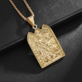 Gouden Sint-Joris drakendoder hanger ketting met vintage reliëf op zwart lederen achtergrond - Alleen gouden hanger