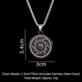 Herren Edelstahl Yin Yang Bagua Halskette mit Flammenmuster an einer langen Boxkette - Laser-Bagua (Mit Edelstahlkette)