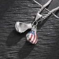 Polished stainless steel double boxing glove pendant necklace with USA flag enamel detail - Silver Color Single Pendant