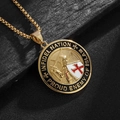 Collier avec pendentif bouclier templier en acier inoxydable doré et croix rouge sur noir - Pendentif doré uniquement