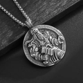 Collana con ciondolo vichingo Odin in acciaio inossidabile lucido e rilievo con catena a sfere - Pendente in Acciaio Vintage Singolo (Senza Catena)
