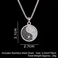 Collana yin yang in acciaio inossidabile argento con cristallo, 3,1x2,7 cm - Bagua in Zirconia Bianca (Con catena in acciaio inossidabile)