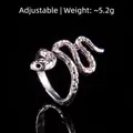 Adjustable punk snake ring in antique silver finish with realistic scale texture, 5.2g - Adjustable Open / Snake Style 1