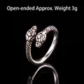 Vintage silver adjustable snake ring with double head design and scales, weight 3g - Adjustable Open / Snake Style 2