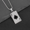 Collana con ciondolo Asso di Picche placcata in oro con zirconi su sfondo di pietra - Ciondolo Singolo Color Argento