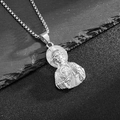 Ciondolo busto San Giuda in acciaio inossidabile 316 con catena box per uomo - Ciondolo Singolo Color Argento