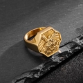 Anello vintage San Michele Arcangelo in acciaio inossidabile con sigillo dorato - US 8 / Oro