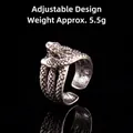 Adjustable antique silver snake ring with scales, punk style, weighing approx 5.5g - Adjustable Open / Snake Style 5