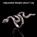Adjustable silver snake ring with scale texture and head detail weighing 7.2g - Adjustable Open / Snake Style 6