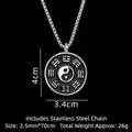 Collana con ciondolo Tai Chi in acciaio inossidabile argento e nero con catena 70cm - Bagua Contrasto Bianco (Con catena in acciaio inossidabile)