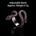 Adjustable punk snake ring in vintage black metal finish with 4.7g weight info - Adjustable Open / Snake Style 8 (Black)