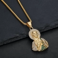 Collana con ciondolo San Giuda dorato con cristalli bianchi e verdi su fondo in ardesia - Solo Pendente (Senza Catena) / Oro