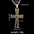 Gold-schwarzer Kreuzanhänger aus Edelstahl mit detaillierten Größenangaben - Kreuz Nr. 89 + 70cm Stahlkette