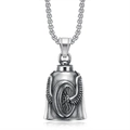 Collana campana guardiana in acciaio per motociclisti con design a ruota alata - Color Acciaio