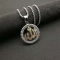 Religieuze zilveren roestvrijstalen ketting met ronde hanger en witte zirkonia-steentjes - Hanger Zonder Ketting (Tweekleurig)