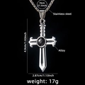 Hip-Hop-Schwert-Kreuz-Halskette mit schwarzem Edelstein und Edelstahlkette - Kreuz Nr. 198 + 70cm Stahlkette