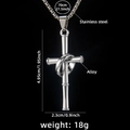 Silberne Edelstahl Kreuz Ring Halskette mit 70cm Kette und Produktabmessungen - Kreuz Nr. 201 + 70cm Stahlkette