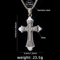Silberne Edelstahl-Kreuzkette mit Kristallen besetzt und 70 cm langer Kette - Kreuz Nr. 202 + 70cm Stahlkette