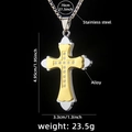 Gold-Silber zwelagige Kreuzkette mit Glitzersteinen und 70 cm langer Edelstahlkette - Kreuz Nr. 203 + 70cm Stahlkette