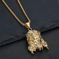 Collana con ciondolo Gesù in acciaio inossidabile dorato con corona di spine su pietra - Solo ciondolo dorato