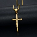 Collar con colgante de crucifijo en acero inoxidable dorado pulido y cadena de caja - Solo colgante dorado