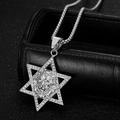 Classic silver-toned hexagram lion head pendant necklace with rhinestones and box chain - Steel Color Single Pendant (No Chain)