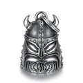 Retro-Wikingerhelm-Krieger-Glocken-Schlüsselanhänger aus Edelstahl im Vintage-Stil - Vintage Stahlsilber