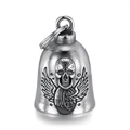 Vintage-Punk Edelstahl-Totenkopf-Schutzglocke Schlüsselanhänger mit Metalloberfläche - Single Bell Style / Vintage Stahlsilber