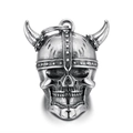 Vintage Edelstahl Wikinger Totenkopf Helm Biker Glocke Anhänger für Herren - Einzelne Glocke / Vintage Stahlsilber
