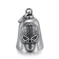 Ciondolo a campana con teschio in acciaio inossidabile stile biker gotico in argento - Campana Singola / Argento Acciaio Vintage