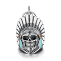 Vintage punk Indian chief skull bell pendant in stainless steel with colorful enamel - Enamel Color Bell