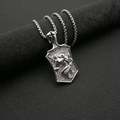 Collana con ciondolo scudo unicorno hip hop in argento con pietre di cristallo lucide - Ciondolo Singolo Color Argento