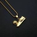 Collier hip hop en acier inoxydable doré avec pendentif de football et basket sport - Pendentif doré uniquement / Doré