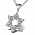 Pendaglio Stella di Davide argento con strass scintillanti e catena a maglia veneziana - Ciondolo Singolo Color Argento / Colore acciaio