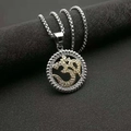 Collier avec pendentif symbole Om en acier inoxydable avec strass blancs et chaîne box - Pendentif Bicolore Seul (Sans Chaîne)