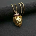 Collana hip hop con ciondolo a testa di leone in acciaio inossidabile placcato oro - Solo ciondolo dorato