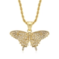 Detail of gold-plated butterfly pendant with shimmering rhinestones and twist chain - Gold Pendant Only (Without Chain)