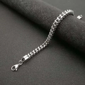 Bracciale classico a catena da uomo in acciaio inossidabile argento lucido con chiusura a moschettone - 6mm*22cm / Color Acciaio