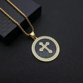 Collana con ciondolo a croce in acciaio inossidabile placcato oro hip hop con zirconi - Solo ciondolo dorato