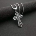 Punk vintage roestvrijstalen zilveren kruis hanger ketting met box ketting voor heren - Retro Zilveren Losse Hanger