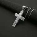 Collana con ciondolo a croce in acciaio argento stile hip hop e catena a fune - Solo ciondolo d'argento