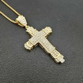 Collana con ciondolo a croce hip-hop in acciaio inossidabile dorato e pietre di zircone - Solo ciondolo dorato