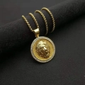Collana con ciondolo testa di leone in acciaio inossidabile dorato con strass - Solo ciondolo dorato