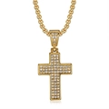Hip hop vergulde kruis hanger ketting met glanzende kristallen en box ketting voor unisex - Alleen gouden hanger