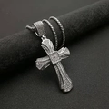 Hip hop zilveren roestvrijstalen kruishanger ketting met sprankelende witte zirkonia - Enkele Hanger (Zonder Ketting) / Zilver