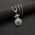 Collana con pendente a sacchetto di soldi in argento con dollari e pietre lucenti - Solo Ciondolo (Senza Catena) / Argento