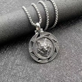 Retro Viking wolfskop hanger ketting van roestvrij staal met een vierkante box ketting - Retro Zilveren Losse Hanger