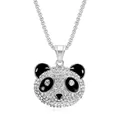 Pendentif panda hip hop en acier titane avec strass brillants et chaîne gourmette - Pendentif Seul de Couleur Argentée