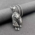 Hip hop lion head pendant necklace in vintage silver steel with intricate turban detail - Retro Silver Single Pendant / Antique Silver